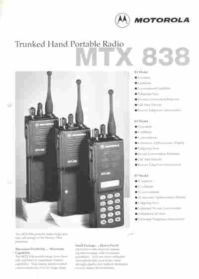 Буклет Motorola Trunked Hand Portable Radio MTX 838, 55-1642, Баград.рф